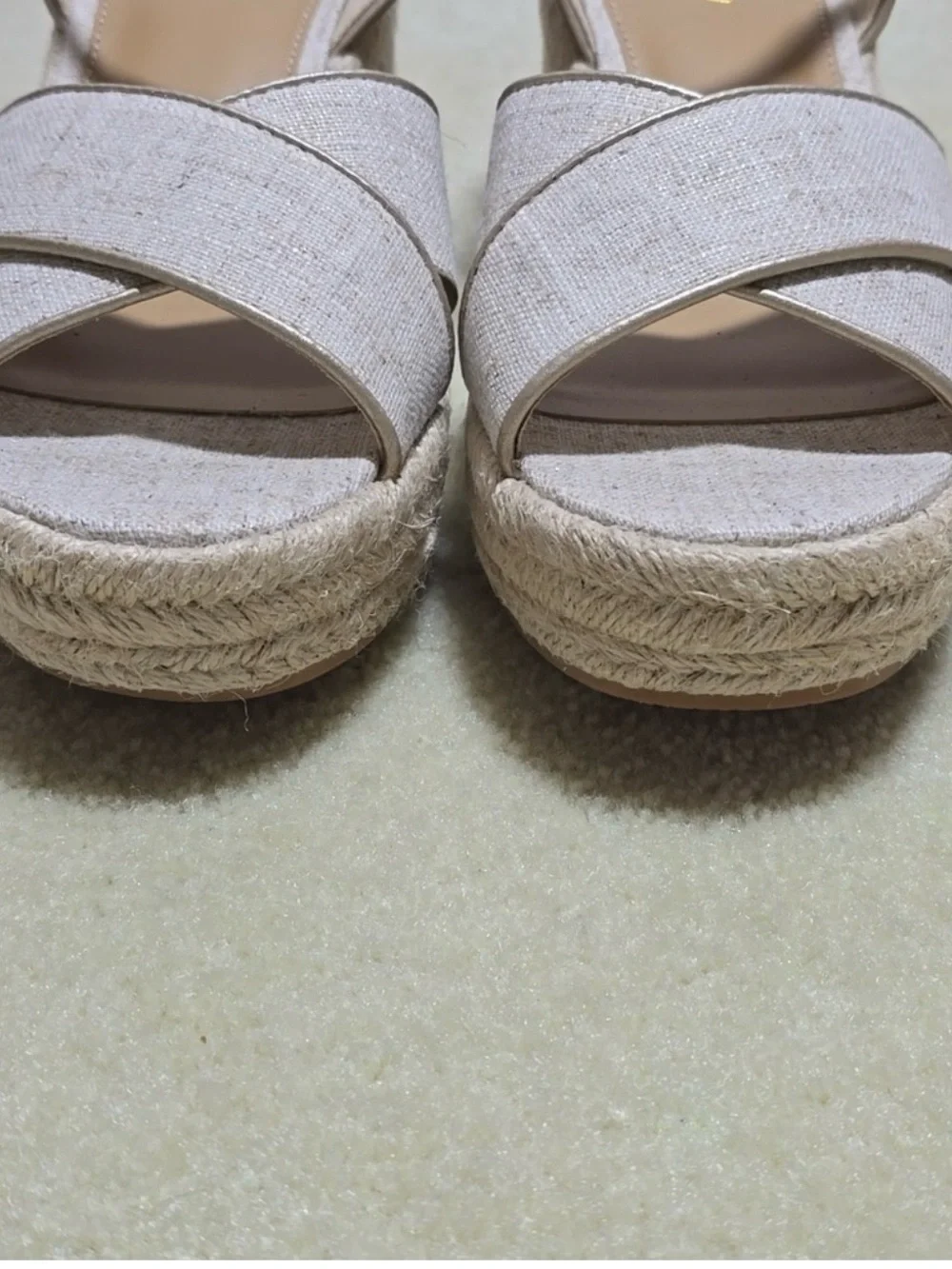 BNIB J. Crew Beige Linen Platform Espadrille Neutral Women’s Sandals